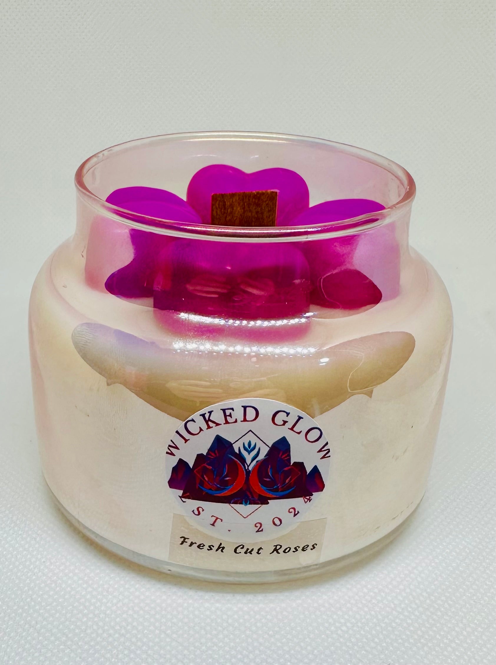 8oz Glass Iridescent Soy Woodwick Candle