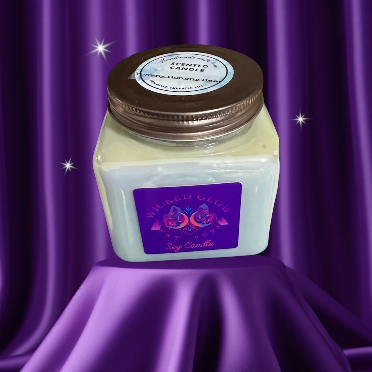 15oz Square Glass Soy Woodwick Candle